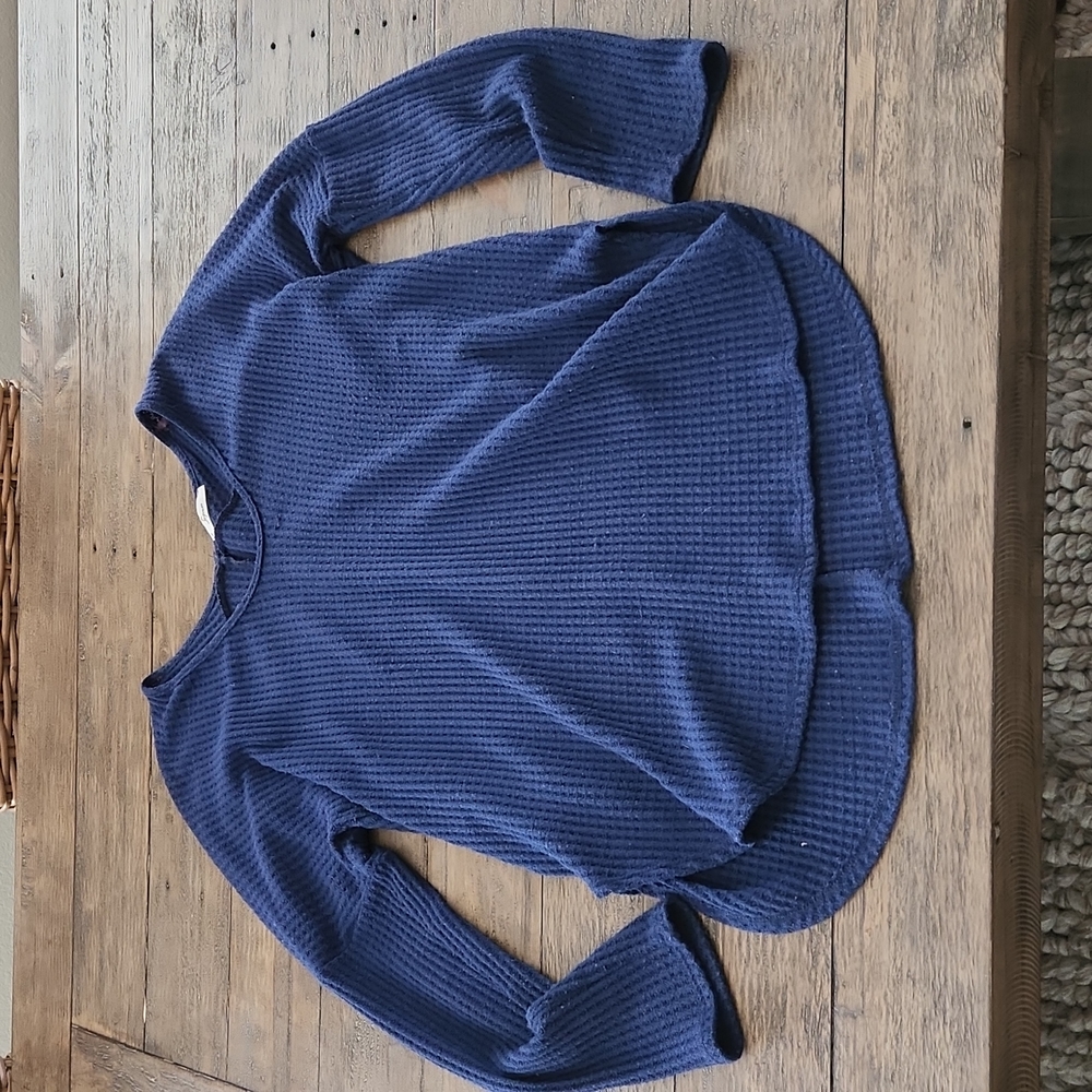 Navy Blue Textured Lightweight Sweater Size Medium
